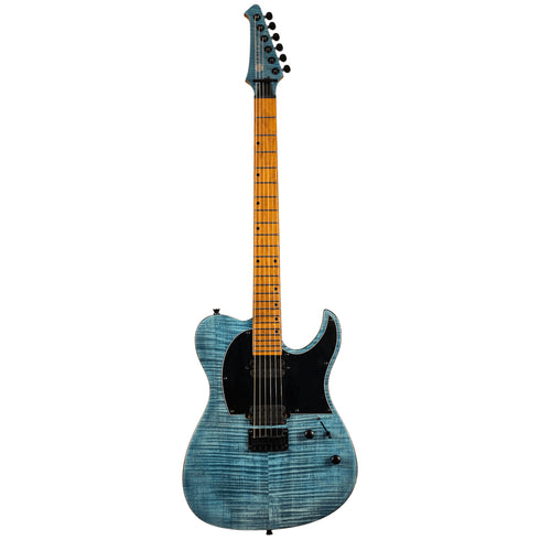 Spira Guitars T-450 TDB Flame Top Electric Guitar Roasted Maple- Transparent Blue